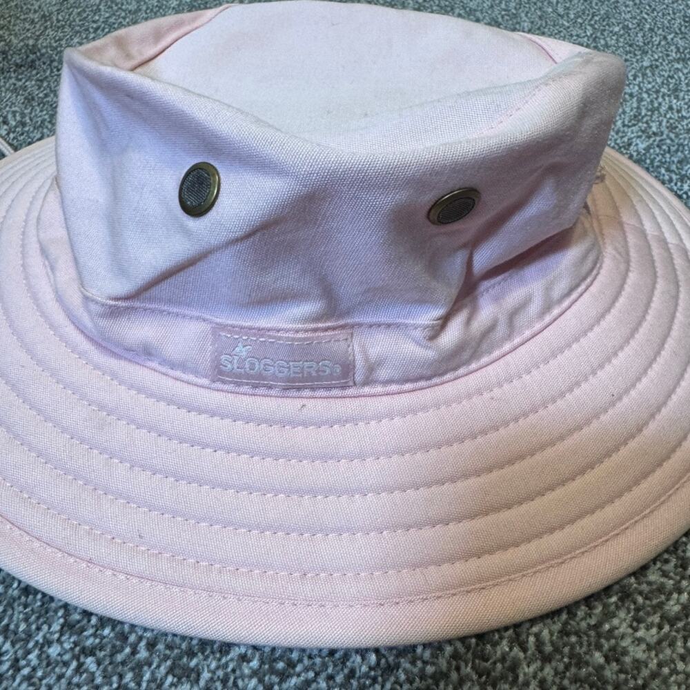 Sloggers Pink Cotton Wide Brim Sun Hat Bucket Garden Hat Chin Strap One Size - Picture 4 of 9
